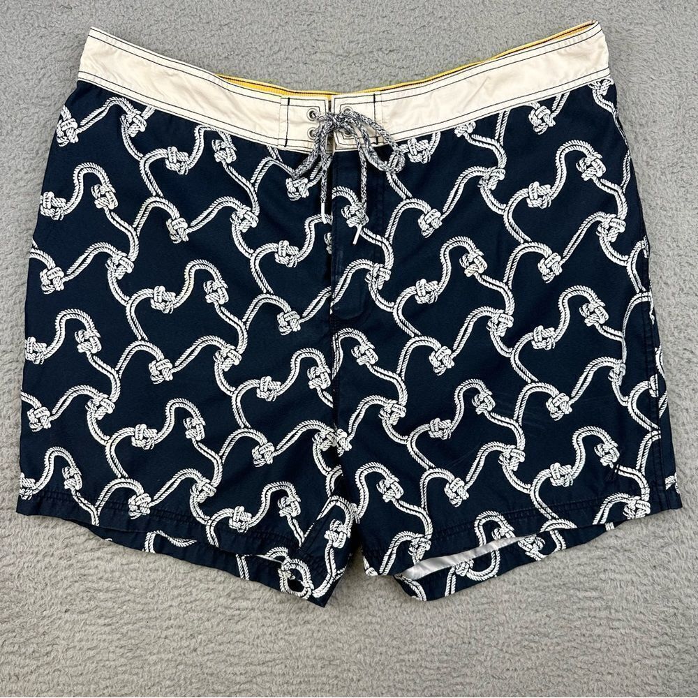 Nautica Swim Trunks Mens 40 Blue White Nautical Rope Mesh Lined Shorts